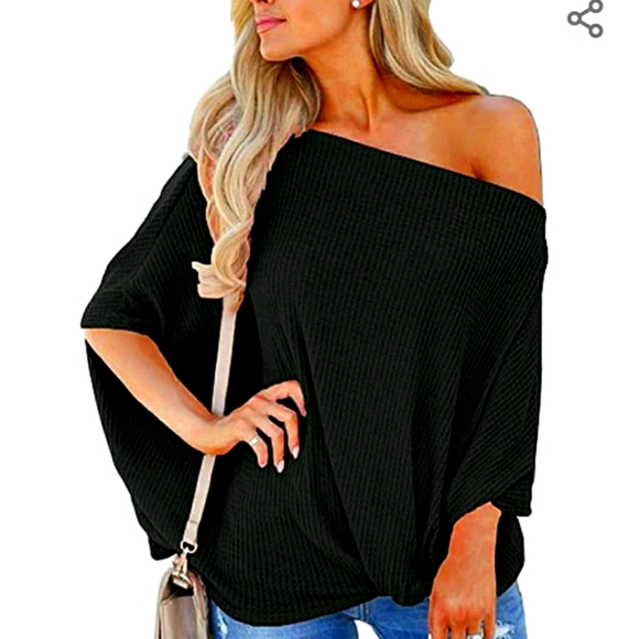 Infinitty Tops - Black off shoulder top